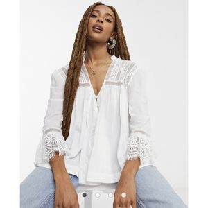 Free People Esme lace trim blouse